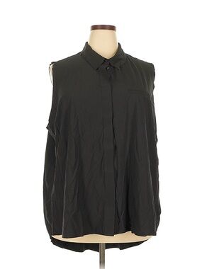Athleta Black button down sleeveless collared shirt tunic 3X
